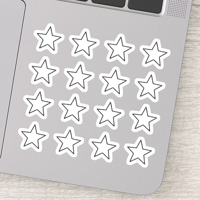 +16 Elegant White Star Sticker (minimalist white star decals, aesthetic celestial laptop stickers, bullet journal scrapbooking )