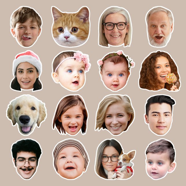 16 Face Photos Custom-Cut Vinyl Sticker (Creator Uploaded)