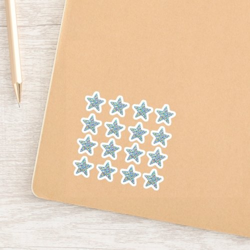 +16 Glitter Stars | Holographic Gray Silver Star Sticker
