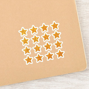 +16 Glitter Stars Small Shiny Gold Star Reward Sticker
