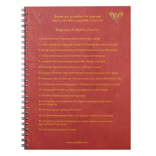 16 golden rules of the Business Analyst Charter Notebook