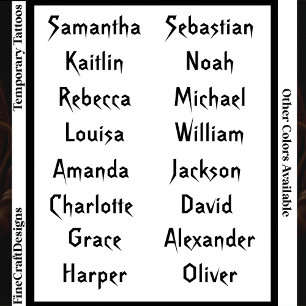 16 Gothic Halloween Name Word Set Custom Black  Temporary Tattoos