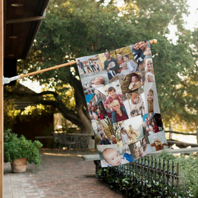 16 Haphazardly Overlapping Photos Collage Template House Flag (In SItu)