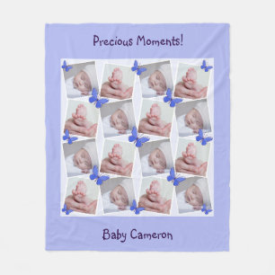 16 Images Collage Precious Moments Periwinkle Blue Fleece Blanket