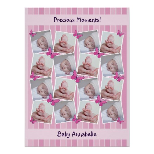 16 Images Collage Precious Moments Pink Poster