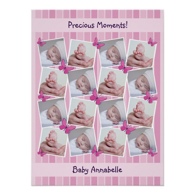 16 Images Collage Precious Moments Pink Poster (Front)