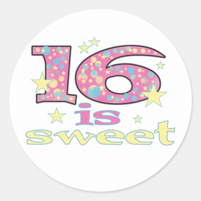 16 is Sweet Classic Round Sticker (Front)