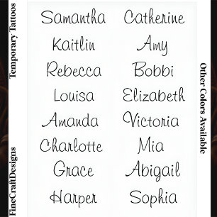 16 Modern Elegant Feminine Script Custom Name Bk  Temporary Tattoos