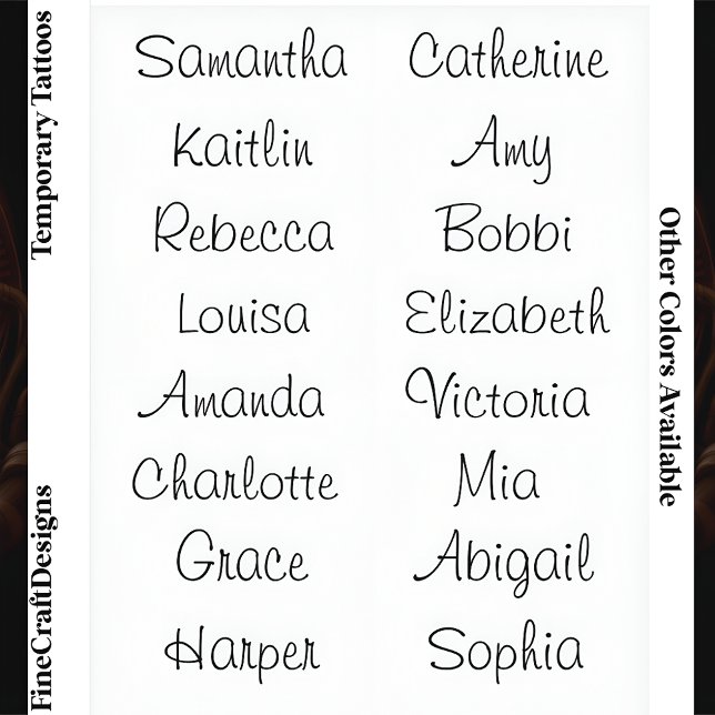 16 Modern Elegant Feminine Script Custom Name Bk  Temporary Tattoos (Creator Uploaded)