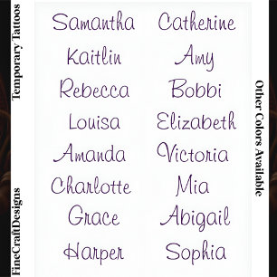 16 Modern Elegant Feminine Script Custom Name Pple Temporary Tattoos