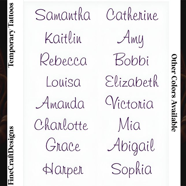 16 Modern Elegant Feminine Script Custom Name Pple Temporary Tattoos (Creator Uploaded)