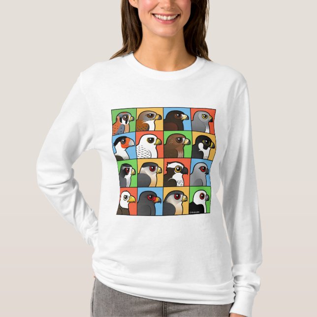 16 North American Raptor Profiles T-Shirt (Front)