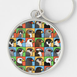 16 North American Raptor Profiles Premium Round Keychain