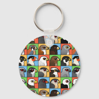 16 North American Raptor Profiles (tiled) Keychain