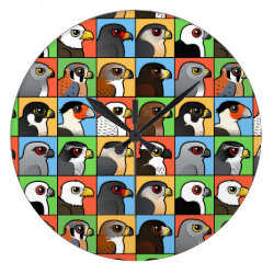 16 North American Raptor Profiles Large Round Wall Clock