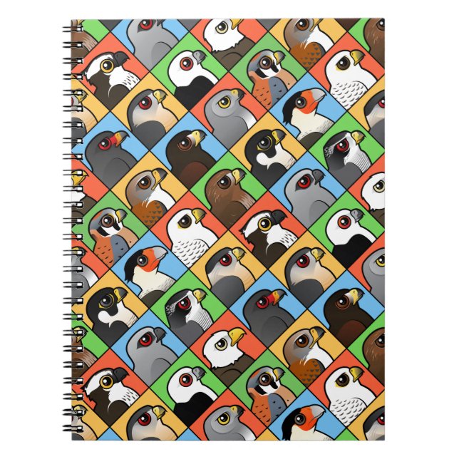 16 North American Raptor Profiles (tiled) Notebook (Front)