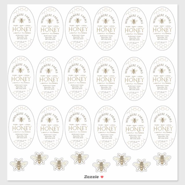 16 or 32oz Waterproof Queenline Honey Jar Labels (Sheet)