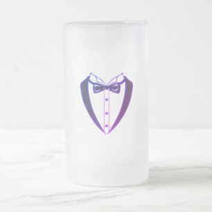 16 ounce frosted mug w/ purple tinted tuxedo