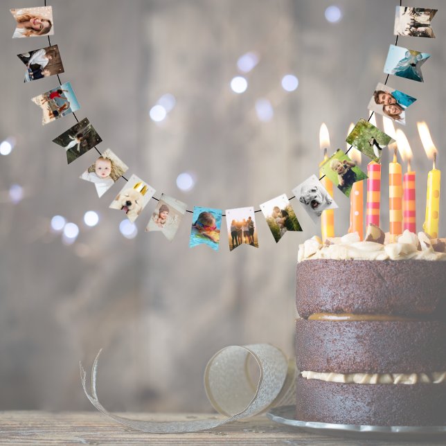 16 own photos personalized Birthday Party  Bunting Flags (personalised birthday party bunting flags perfect to celebrate a special birthday, a graduation...)