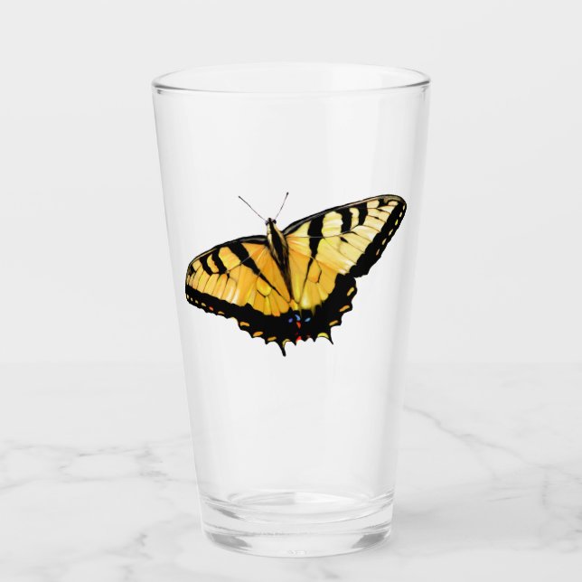 16 oz Glass Swallowtail Butterfly (Front)