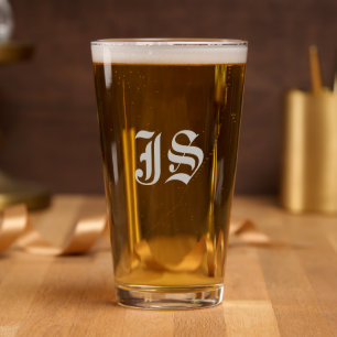 16 oz Pint Glass Laser Engraved Initials Custom