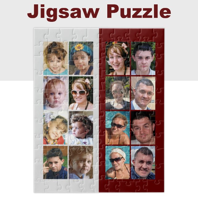 16 photo collage burgundy and grey jigsaw puzzle (Creator Uploaded)