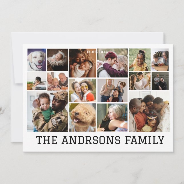 16 photo collage family holiday card | Invitation (Front)
