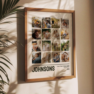 16 Photo Collage Family Wedding Pictures Keepsake Poster