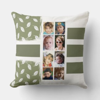 16 photo collage leaves stripes green white