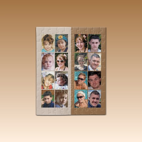 16 photo collage light and dark brown jigsaw puzzle