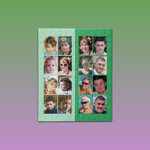 16 photo collage light and dark green jigsaw puzzle