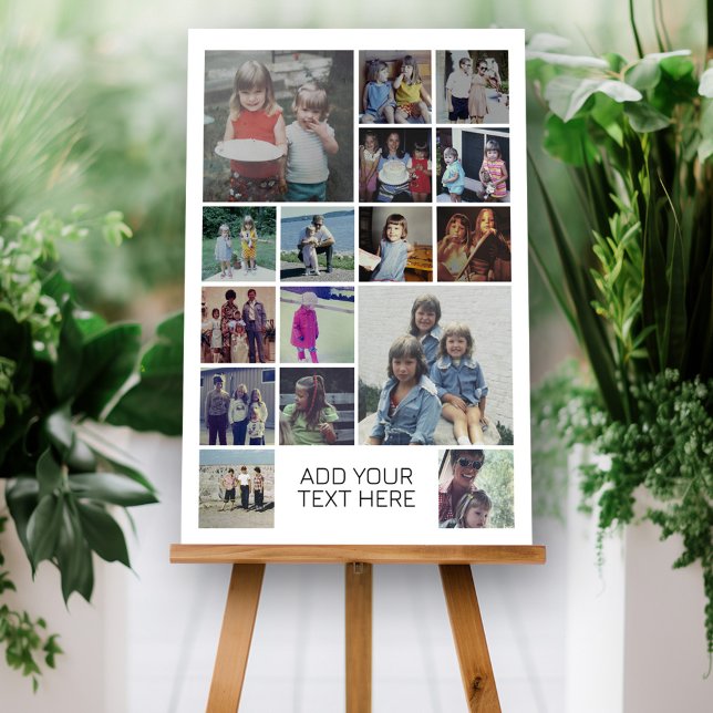 16 Photo Collage Montage and Text - Can Edit White Foam Board (Create a 18 Photo Collage Sign Board for a party or to display on your wall as a keepsake)