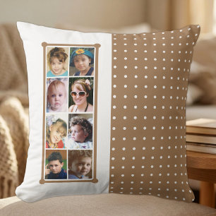 16 photo collage polka dots throw brown pillow