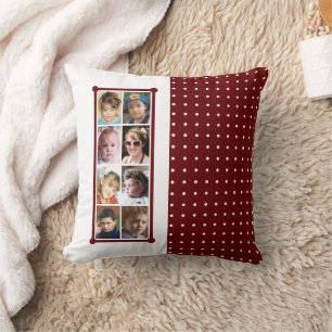 16 photo collage polka dots throw burgundy throw pillow