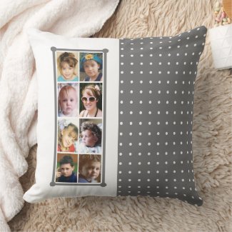 16 photo collage polka dots throw grey