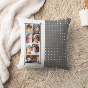 16 photo collage polka dots throw grey throw pillow