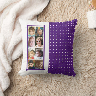 16 photo collage polka dots throw purple throw pillow