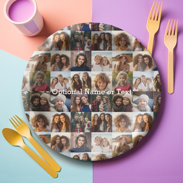 16 Photo Collage - You square photos or instagram Paper Plates (Personalized Paper Plates with photos all over)