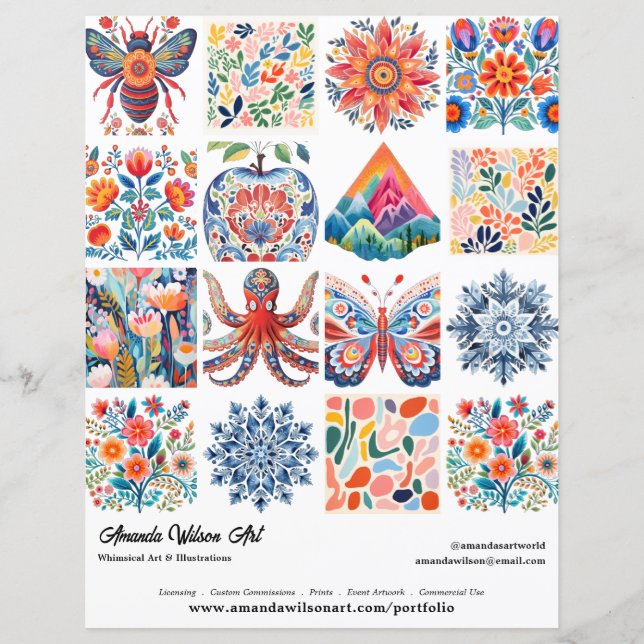16 Photo Grid Art Portfolio Sell Sheet Template (Front)