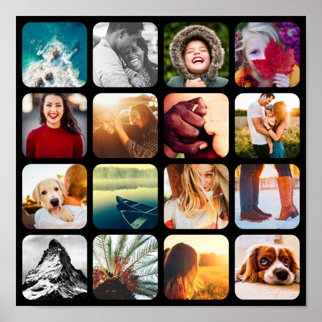 16 Photo Grid Wall Poster Template Collage (Front)