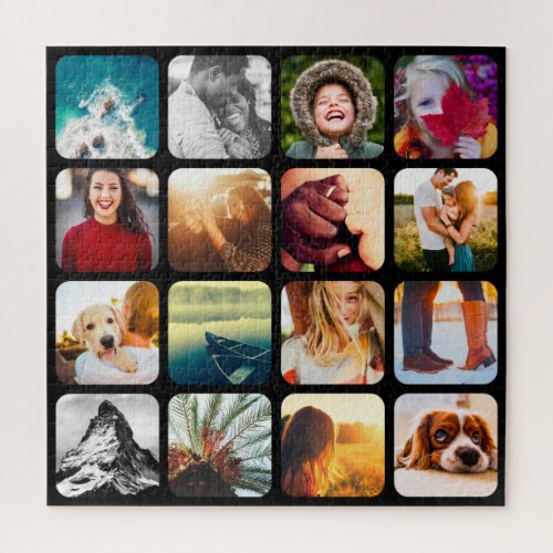 16 Photo Jigsaw Puzzle Template Black Rounded