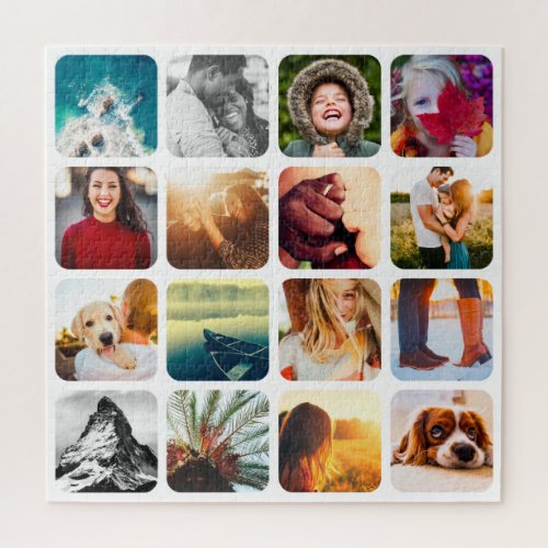 16 Photo Jigsaw Puzzle Template White Rounded