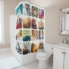 16 Photo Template Rounded White Shower Curtain