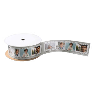 16-Photo Vintage Film Negative Strip, All-Occasion Satin Ribbon