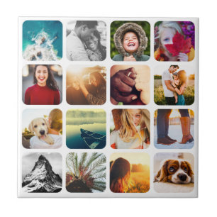 16 Photo Wall Tile Template Grid White Frame