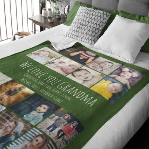 16 Photos Collage And Personalized Text Fleece Blanket