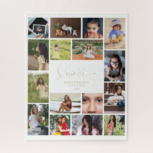 16 Photos Collage Timeline Life Quinceaera Jigsaw Puzzle
