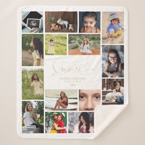 16 Photos Collage Timeline Life Quinceaera Sherpa Blanket