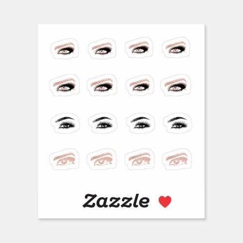 16 Pink Glitter Eye Extra Small Clear Stickers
