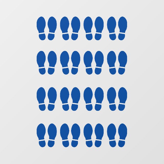 16 Sets of Blue Footprints Floor Decals (Front)